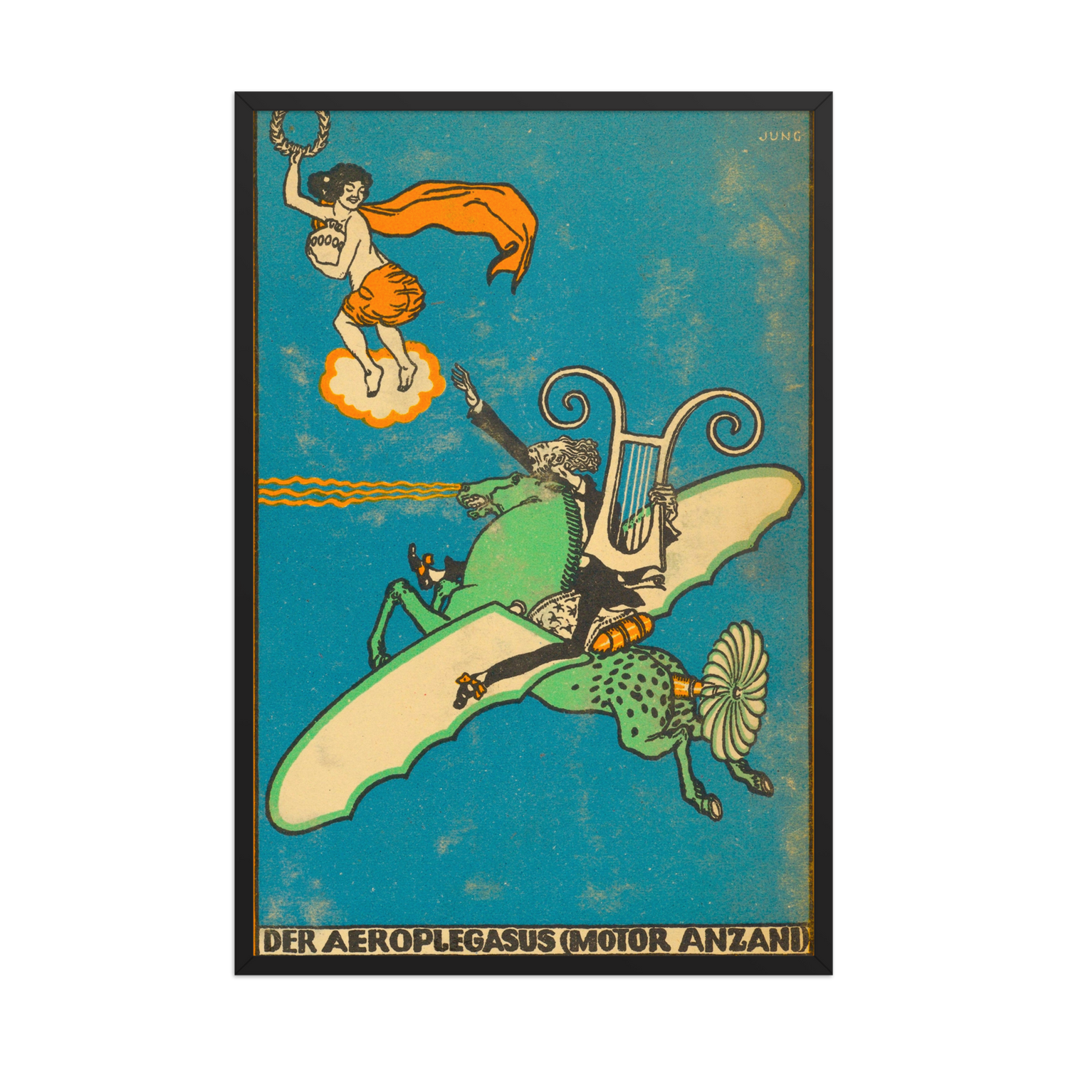 Moriz Jung, The Aeroplegasus, 1911, Framed