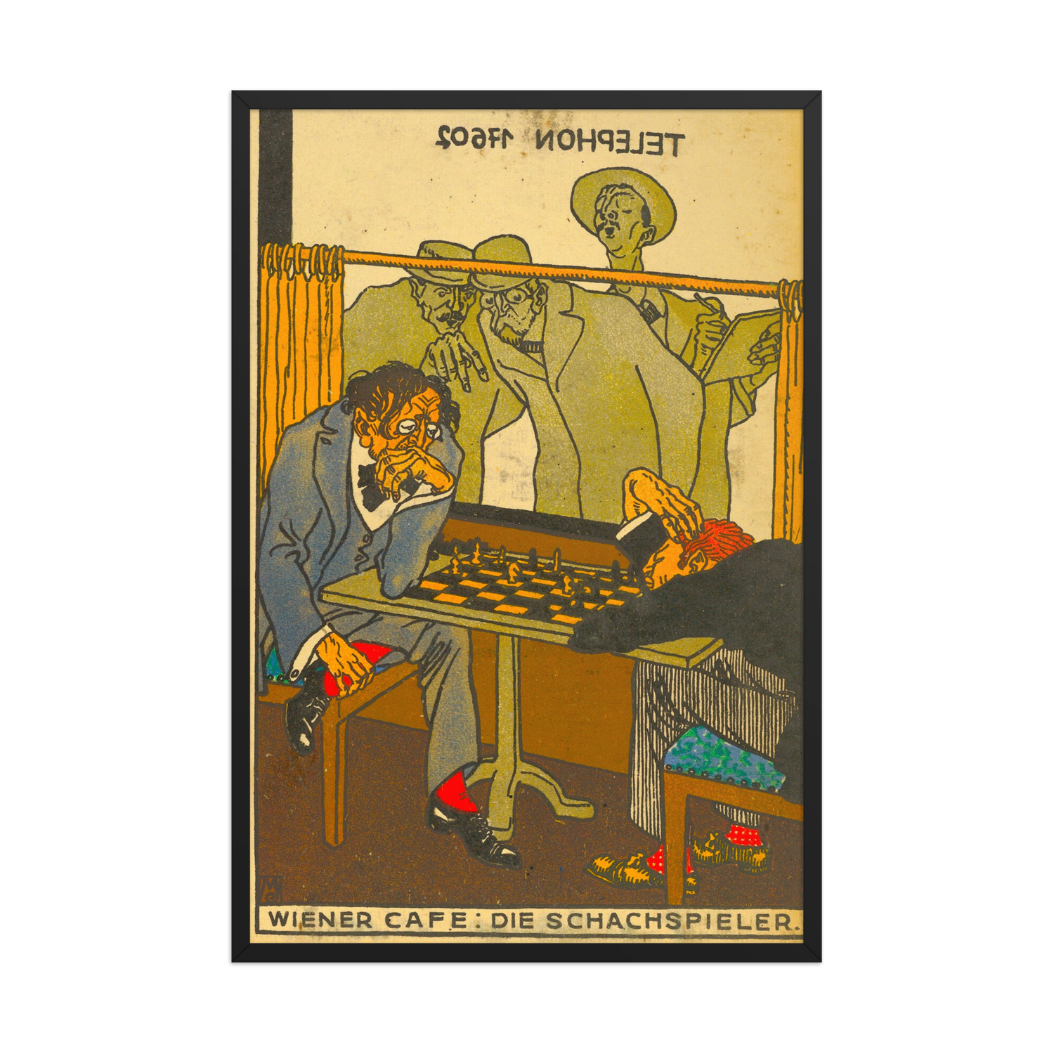 Moriz Jung, The Chess Players, 1911, Framed