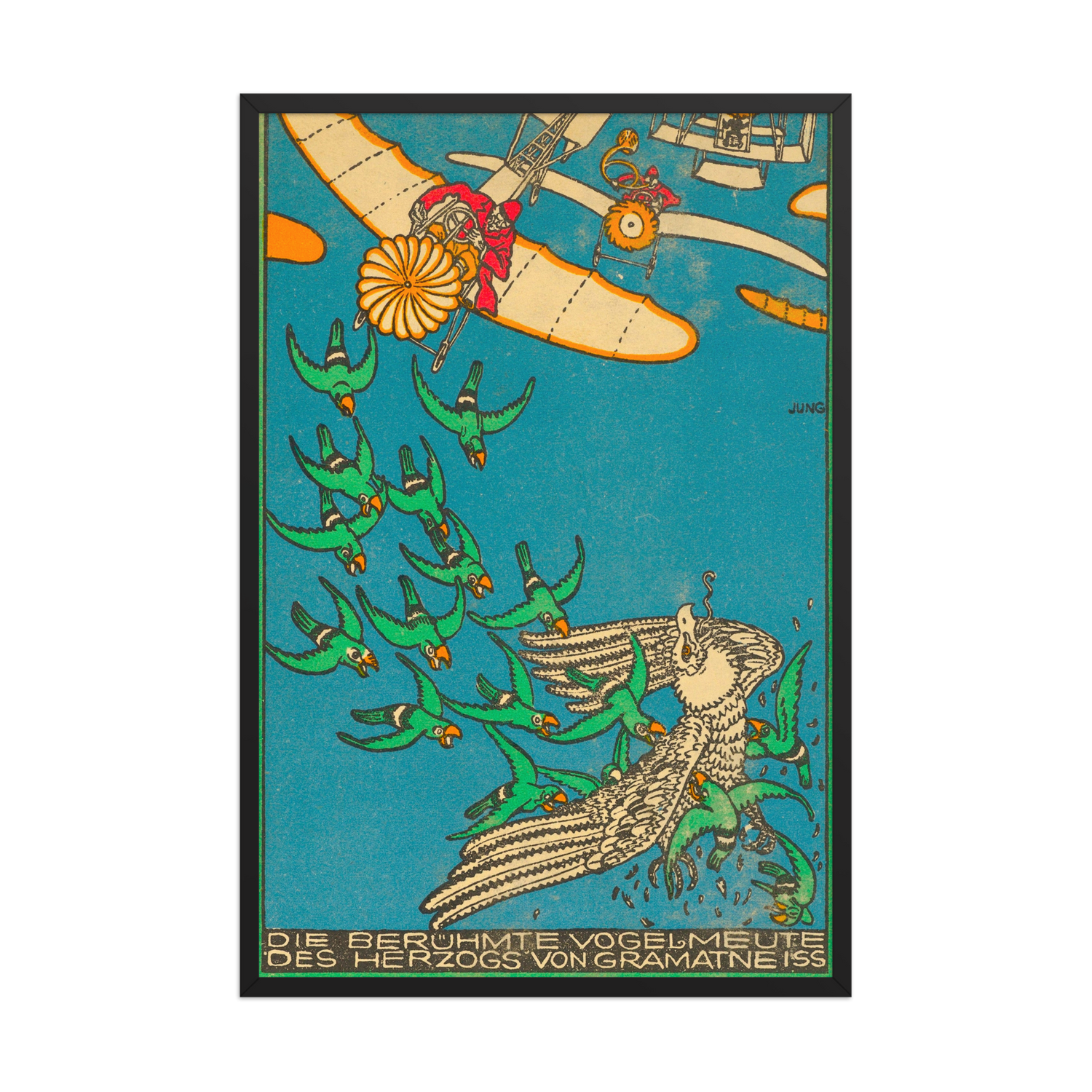 Moriz Jung, The Duke of Gramatneiss’s Famous Pack of Birds, 1911, Framed