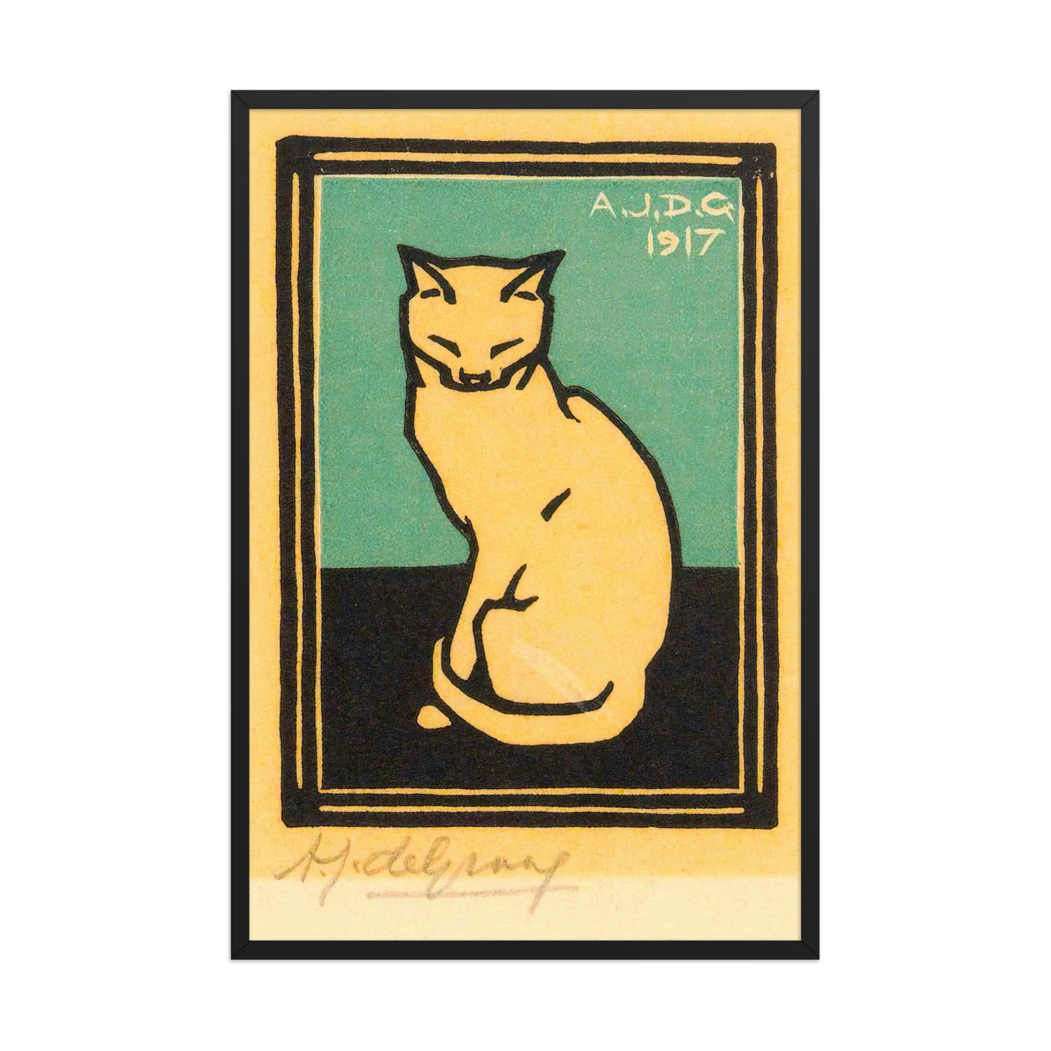 Julie de Graag, Zittende Kat 3, Framed