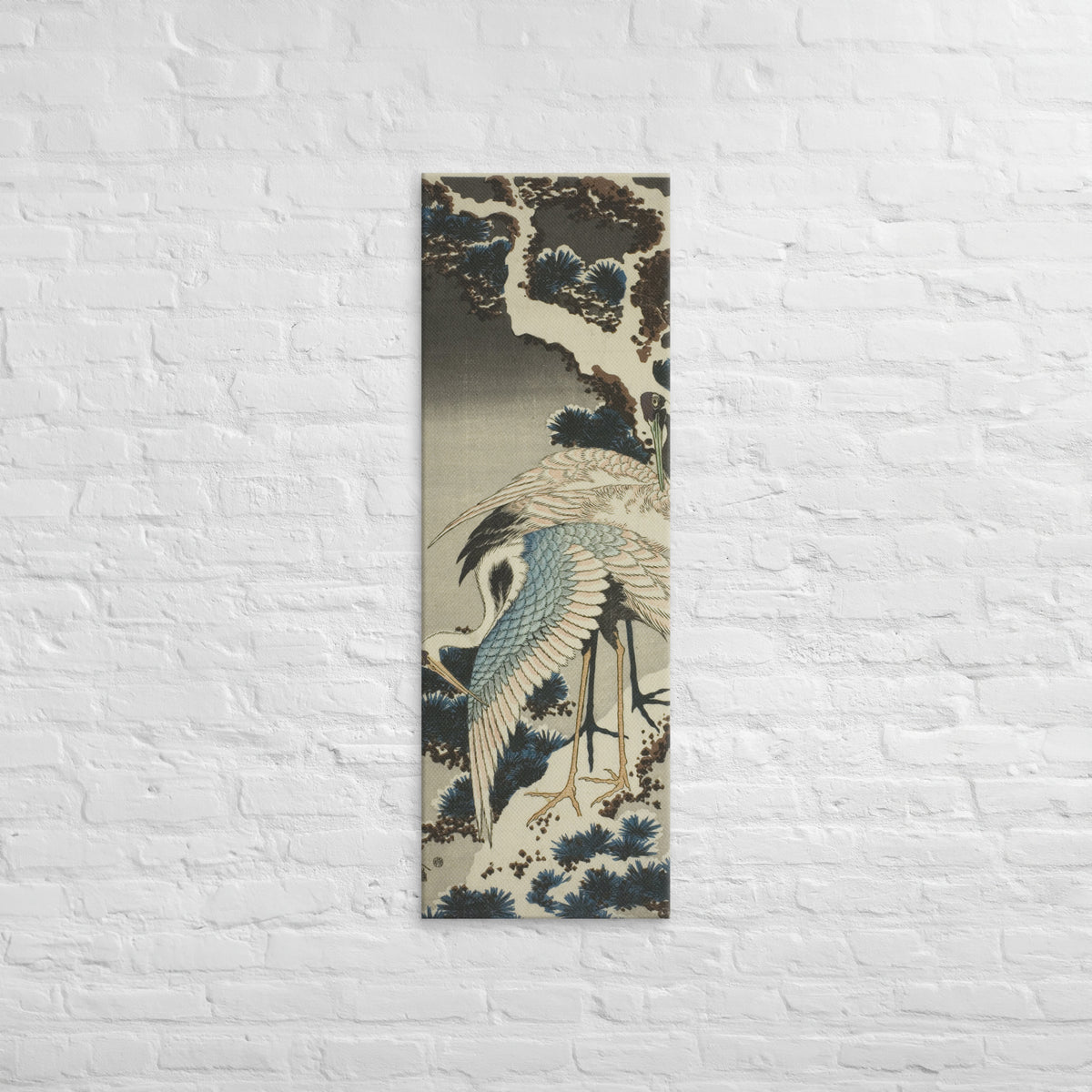 Katsushika Hokusai, Cranes on snow covered pine, 1834, Canvas