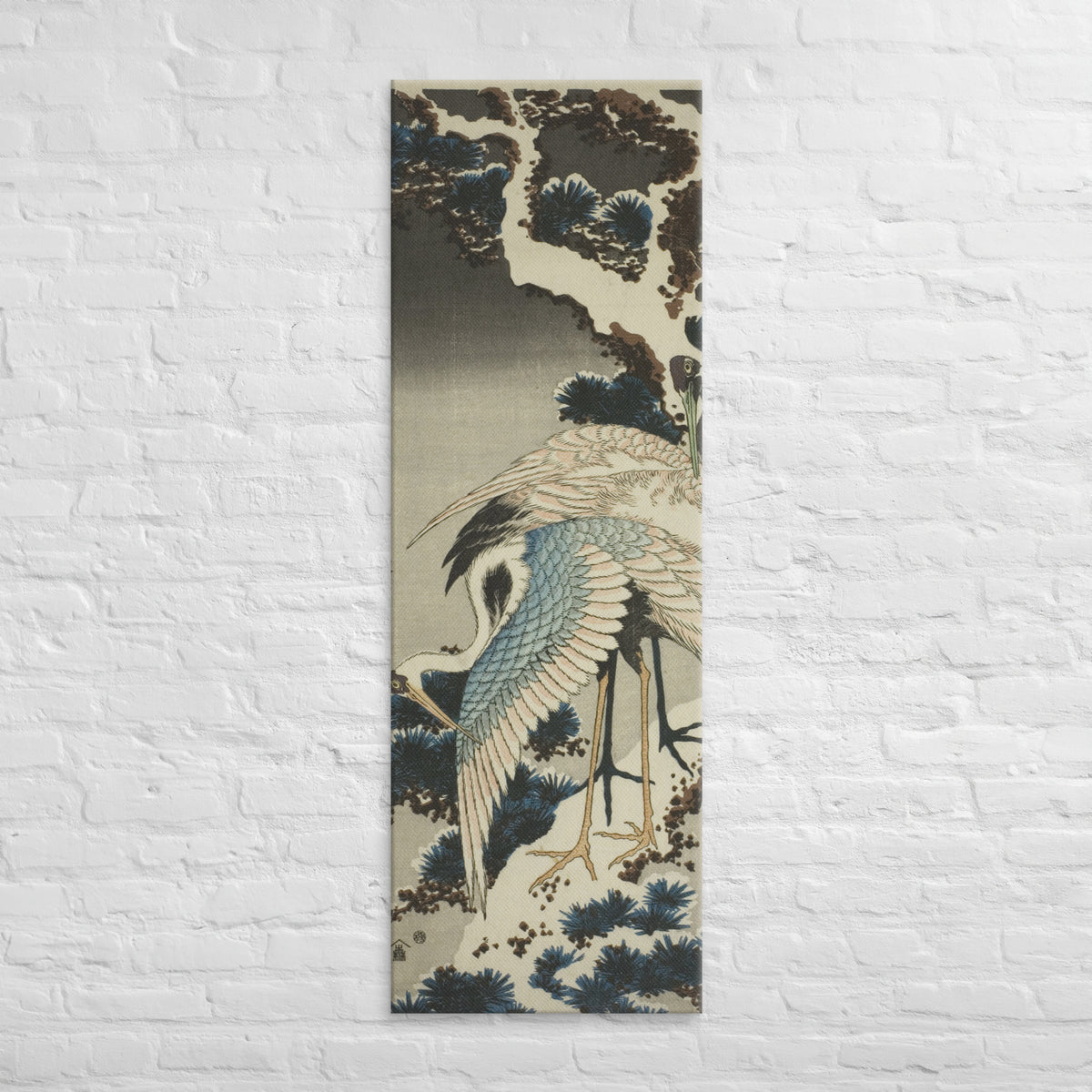 Katsushika Hokusai, Cranes on snow covered pine, 1834, Canvas