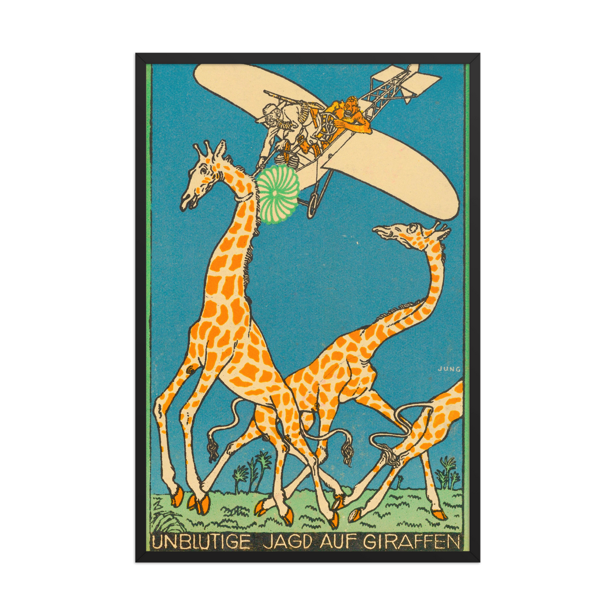 Moriz Jung, Bloodless Giraffe Hunt, Framed