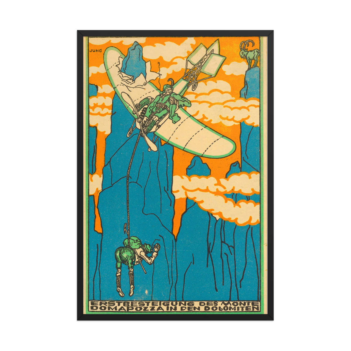 Moriz Jung, First Ascent of Monte Domapozza in the Dolomites, 1911, Framed