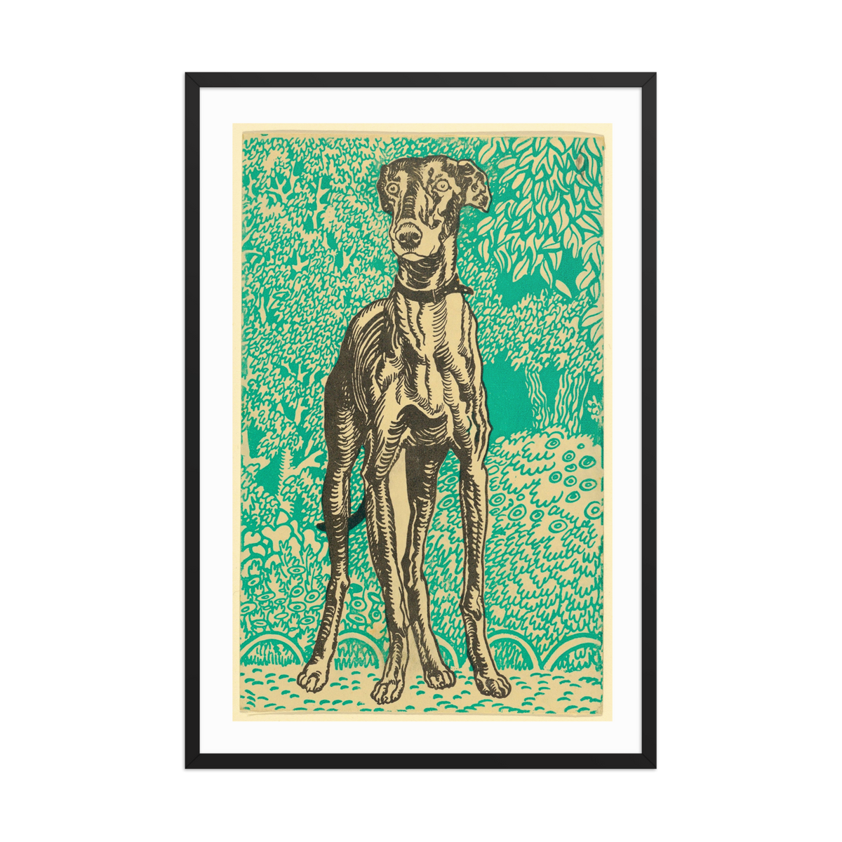 Moriz Jung, Greyhound, 1912, Framed