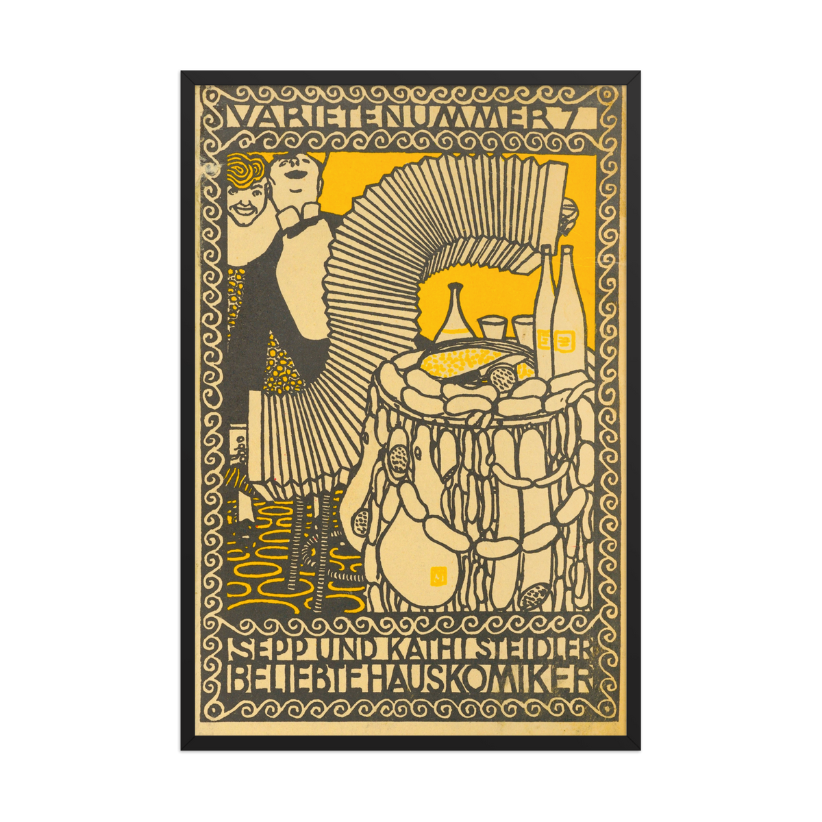 Moriz Jung, Sepp and Kathi Steidler, Popular House Comedians, 1907, Framed