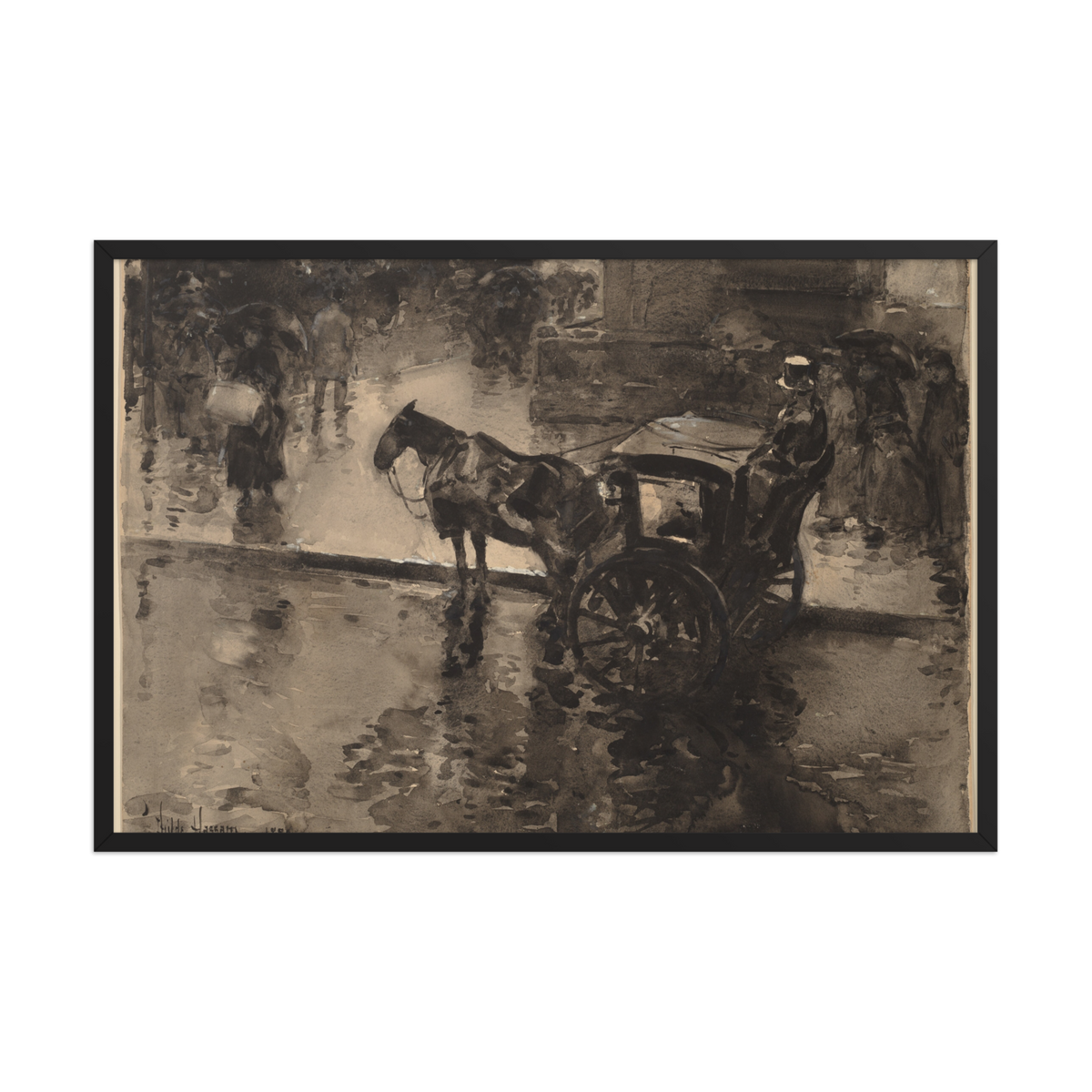 Childe Hassam, The Up Tide on the Avenue, 1890, Framed