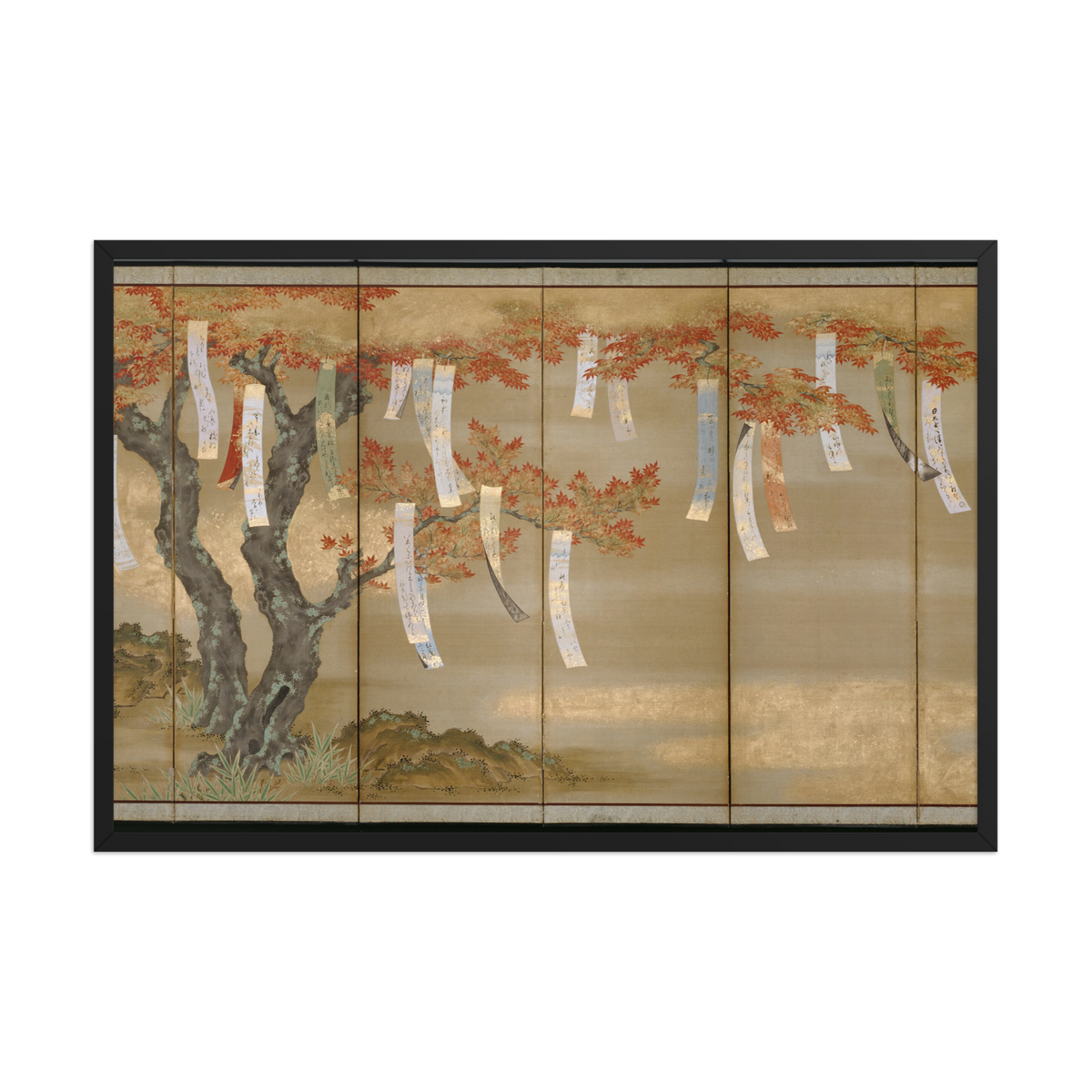 Tosa Mitsuoki, Autumn Maples with Poem Slips, 1674, Framed