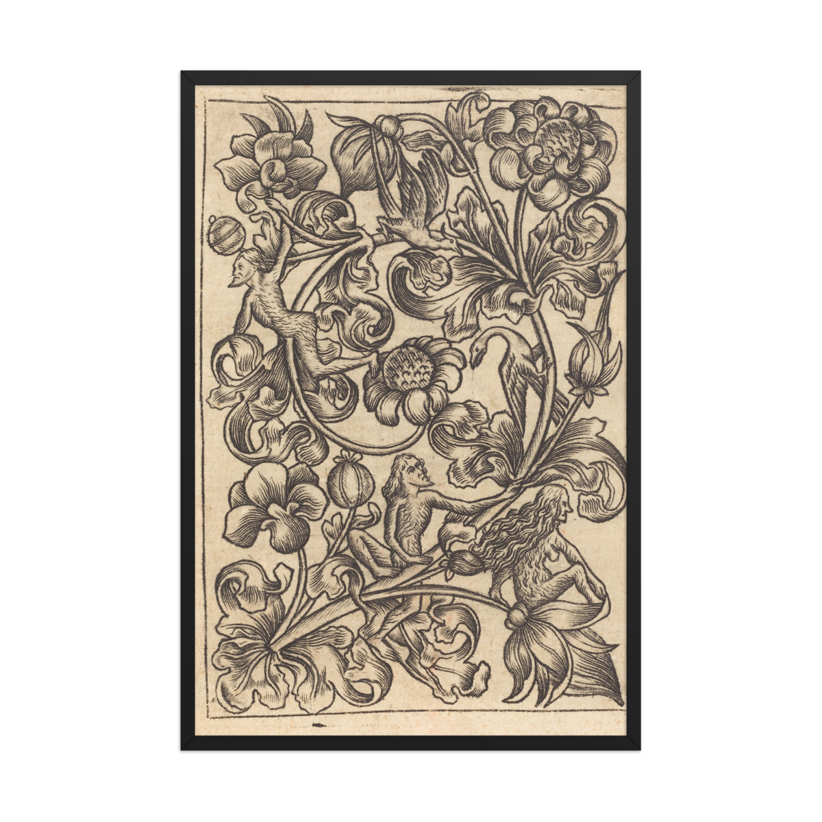Follower of Master, E.S.Ornament with Wild Folk, Framed